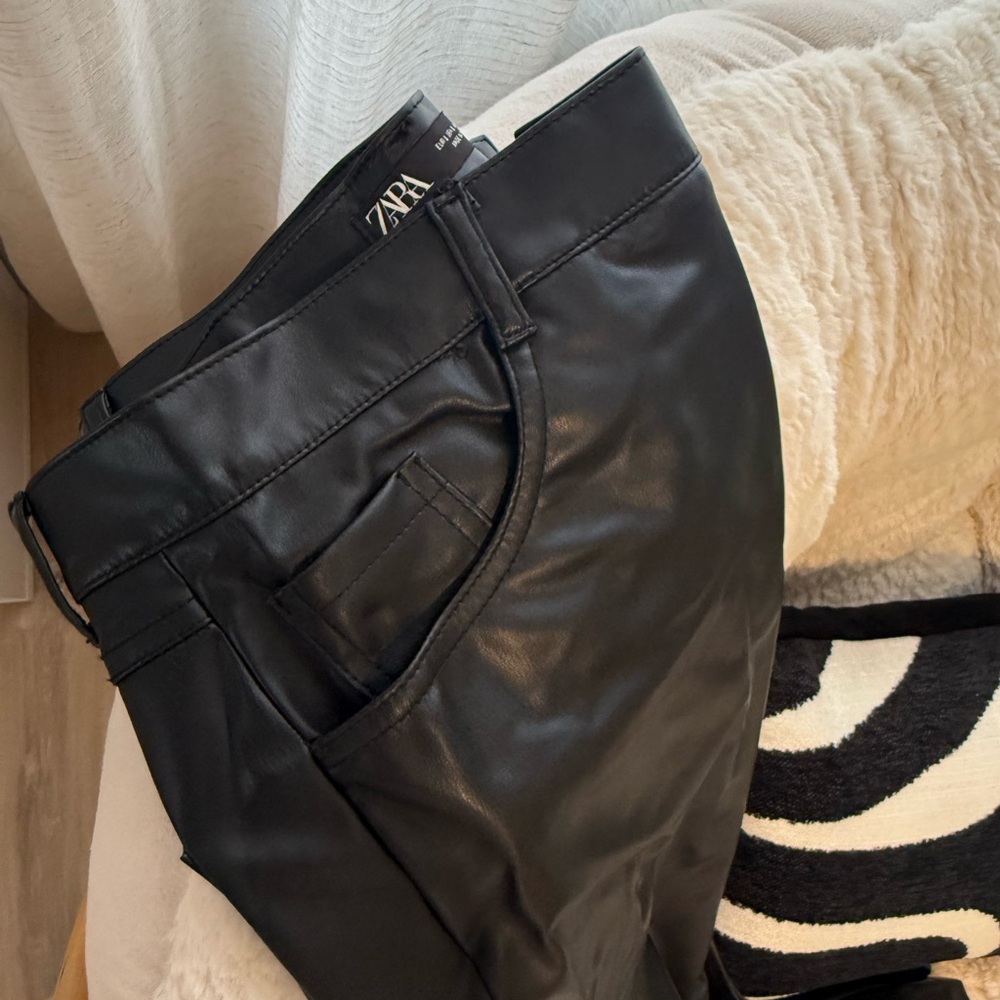 Zara Sleek Black Leatherette Trousers